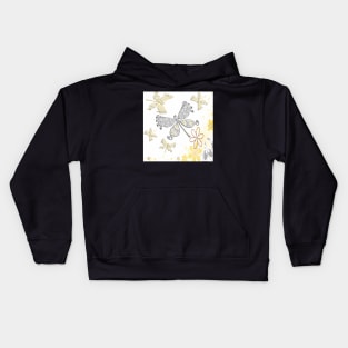 Dragonflies Yellow & Grey on White Background Happy Inspirational Design Mother's Day Gifts Kids Hoodie